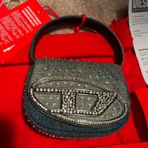 1DR XS by Diesel - Iconic mini bag in denim and crystals